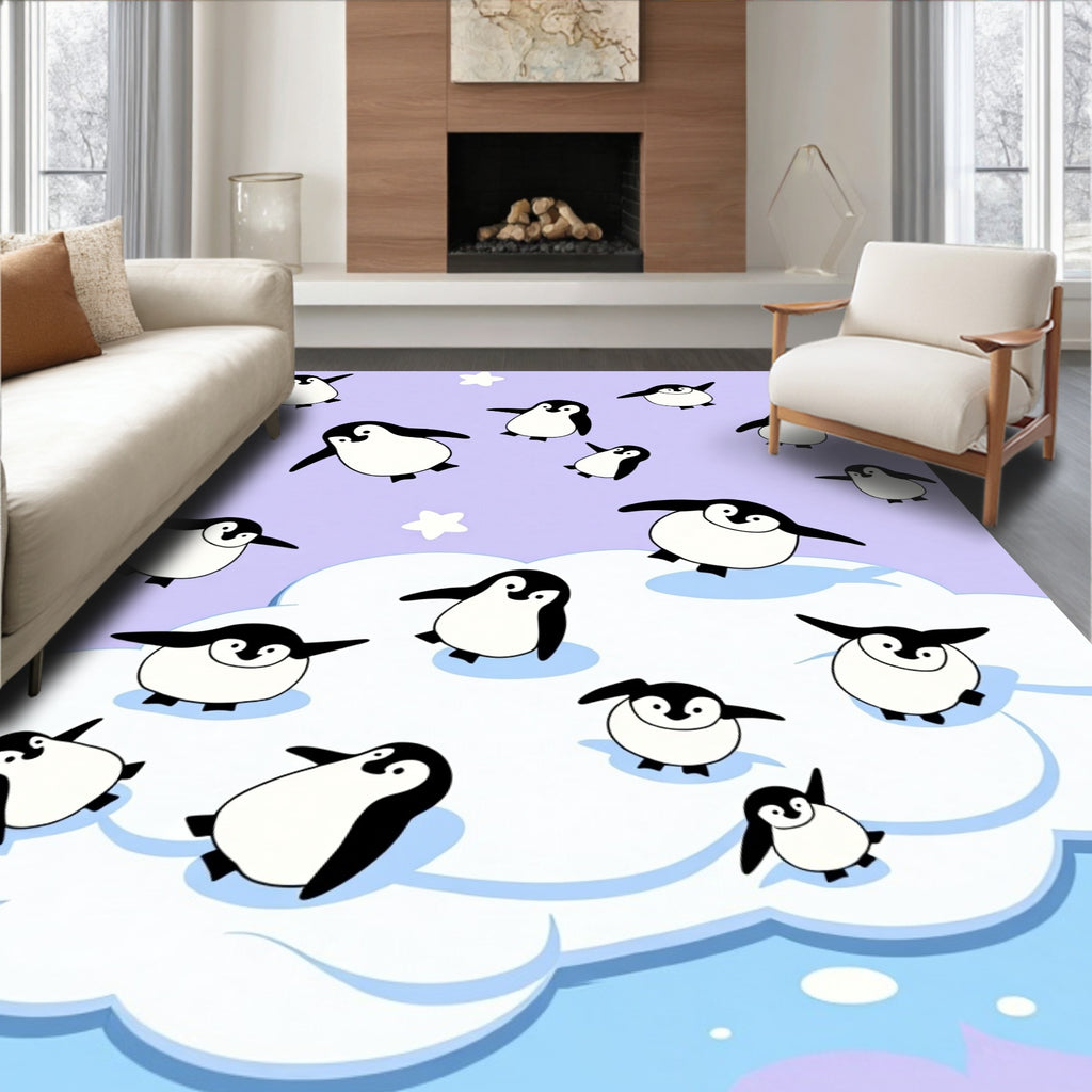 Playful Penguin Cloud Adventure Rug