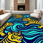 Bold Yellow Tiger Waves Rug