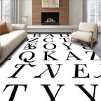 Classic Alphabet Typography Black White Rug