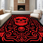 Crimson Skull Ornamental Border Rug