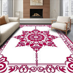 Crimson Floral Medallion Frame Rug