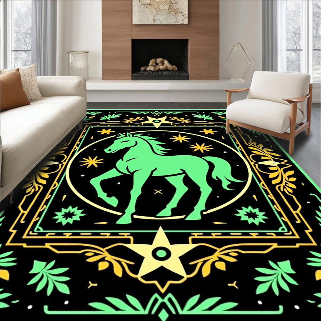 Emerald Horse Celestial Frame Rug