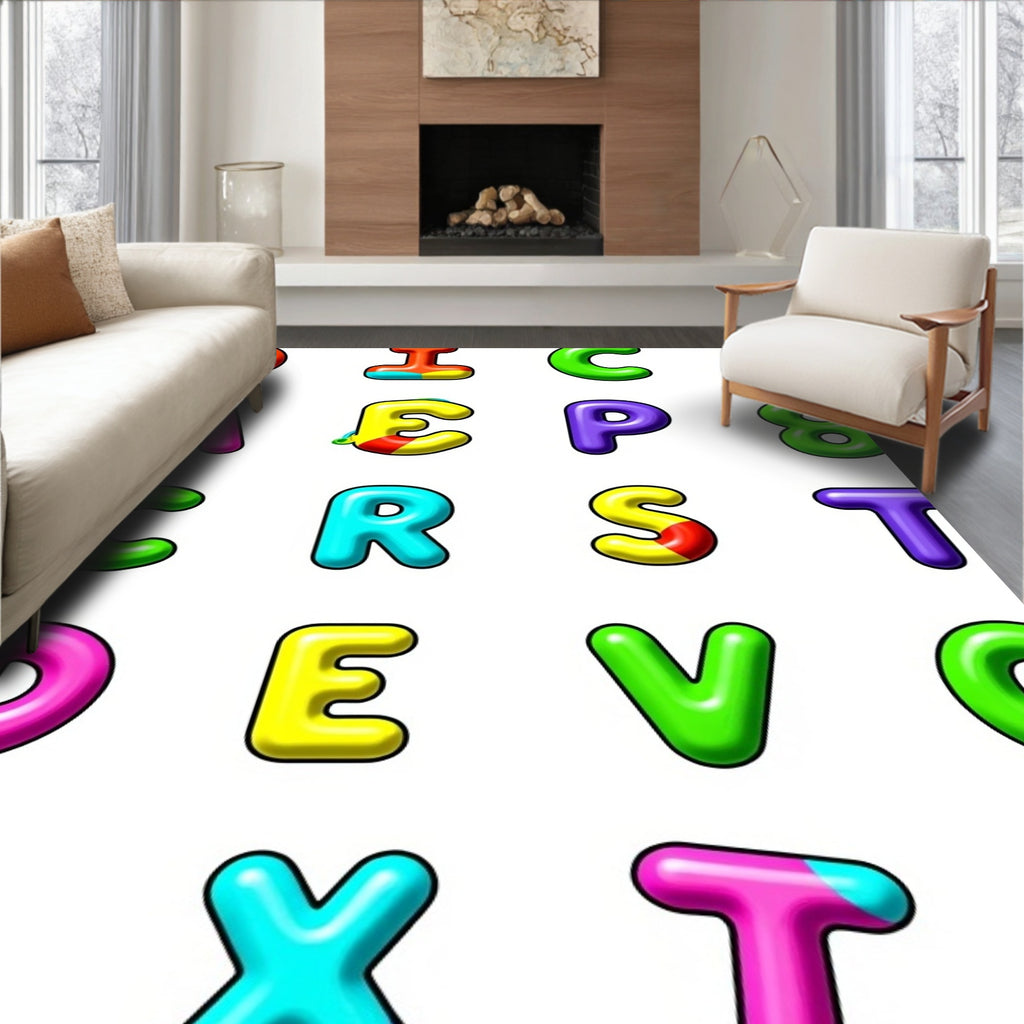 Colorful Alphabet Blocks Fun Rug