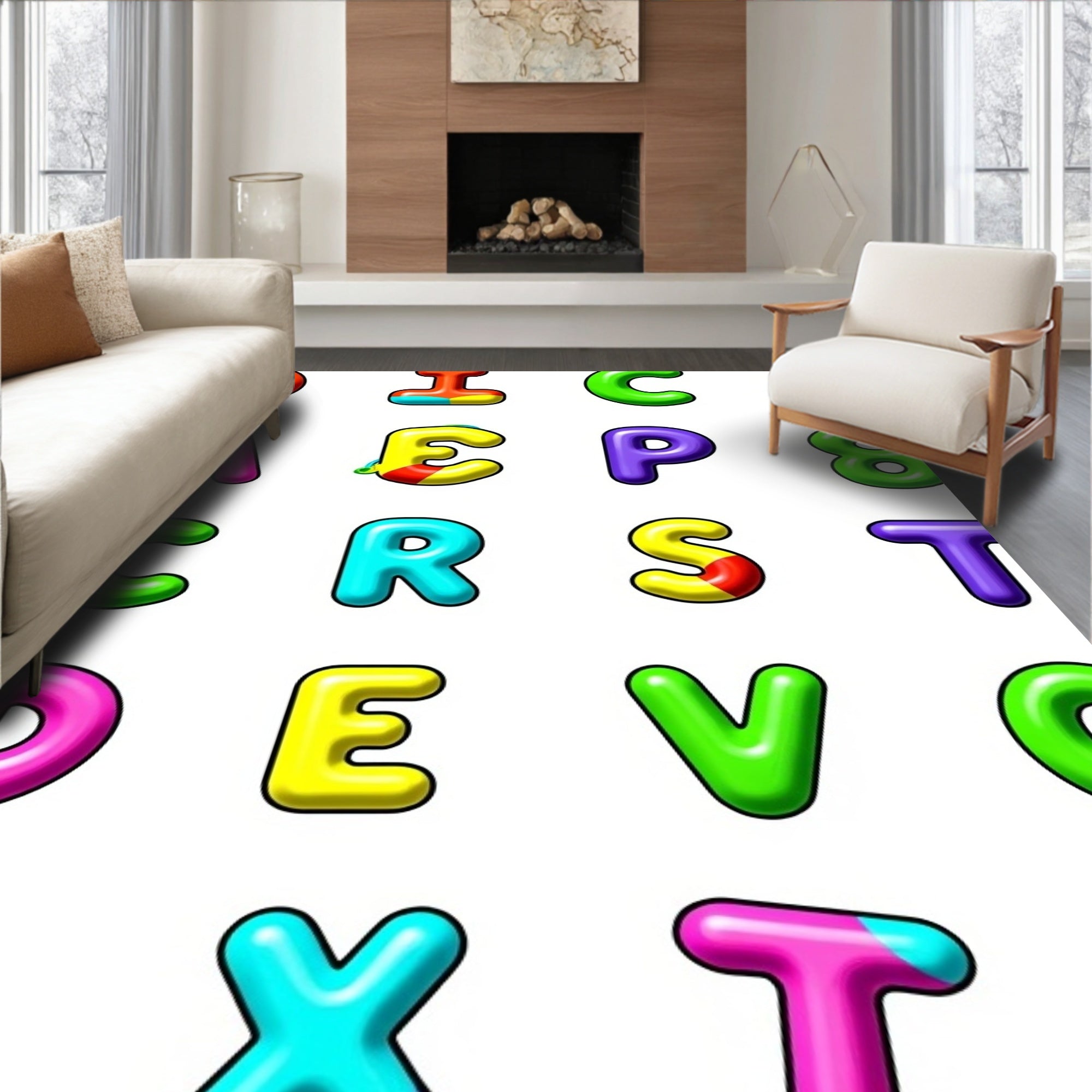 Colorful Alphabet Blocks Fun Rug