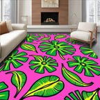 Vibrant Pink Green Tropical Fantasy Rug