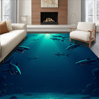 Deep Blue Ocean Shark School Rug