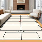 Minimalist Beige Court Grid Rug