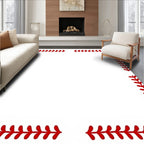 Red Baseball Stitch Border Rug