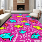 Playful Fish Swirls Pink Rug
