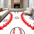 Red Baseball Stitch All Over Rug