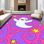 Whimsical Ghost Stars Pink Purple Vibe Rug