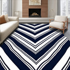 Dynamic Navy White Chevron Stripes Rug