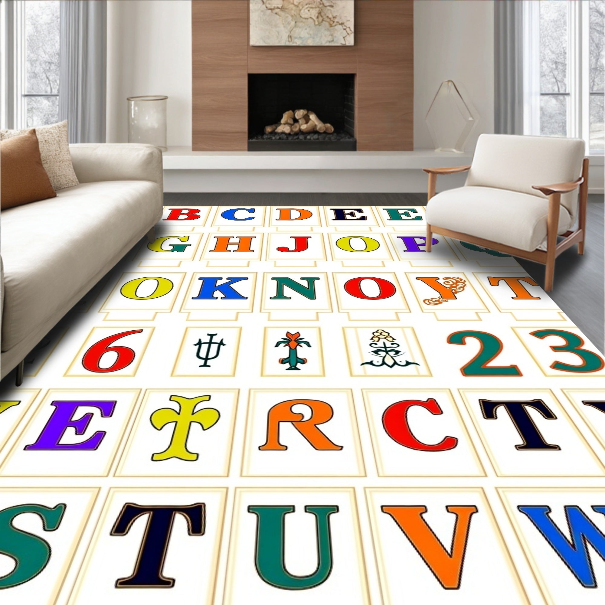 Alphabetical Multicolored Typographic Rug
