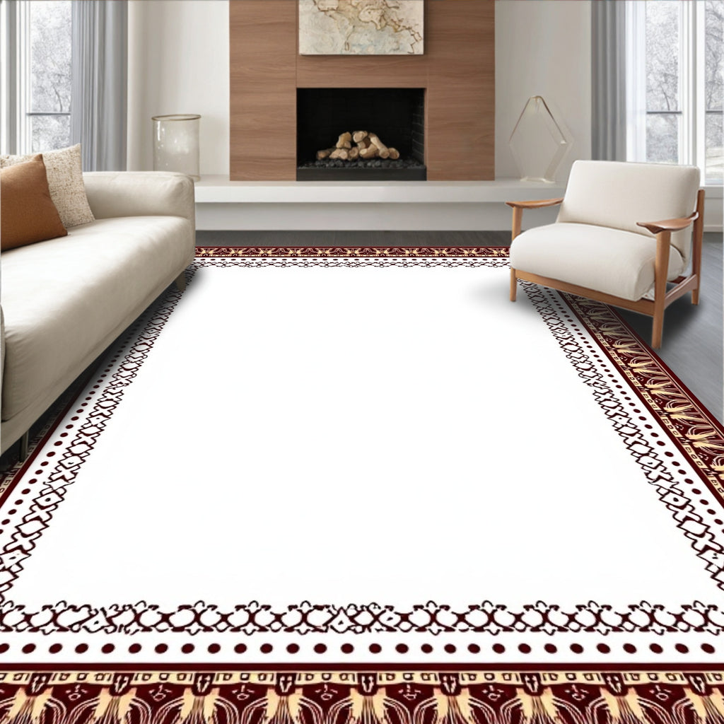 Deep Crimson Intricate Ornate Border Rug