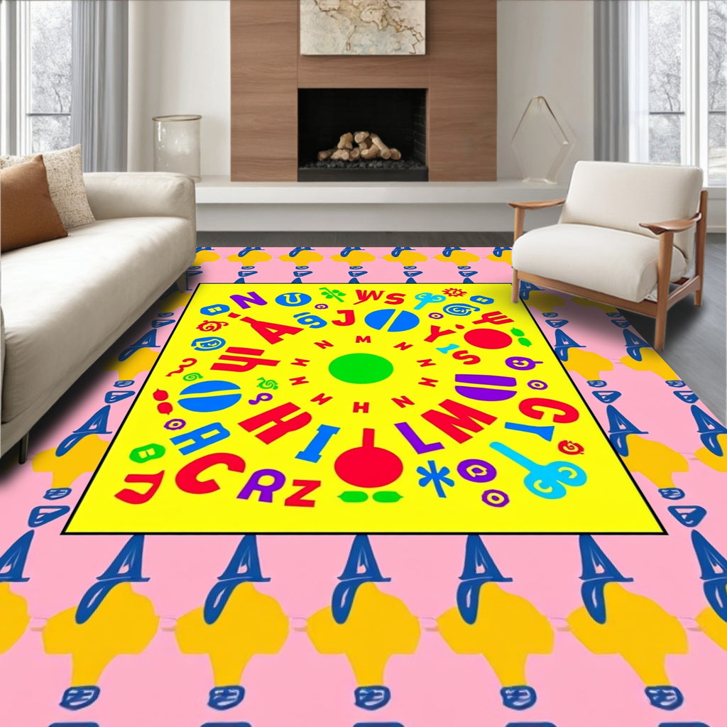 Vibrant Alphabet Circus Border Rug