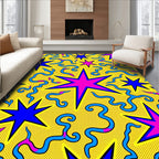 Radical Yellow Starburst Swirl Rug