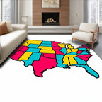 Vibrant United States Color Block Map Rug