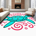 Turquoise Turtle Swirls Water Scene Rug