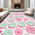 Pink Mint Kawaii Characters Stars Rug