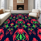 Crimson Green Kraken Garden Tile Rug
