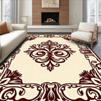 Vintaged Dark Red Floral Symmetry Rug