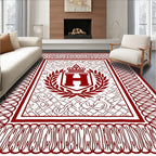 Crimson Crested Emblem Border Rug
