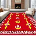 Bold Red Sun Flower Arrow Rug