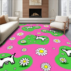 Pink Daisy Cow Meadow Rug