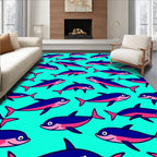 Playful Blue Pink Dolphin Collage Rug