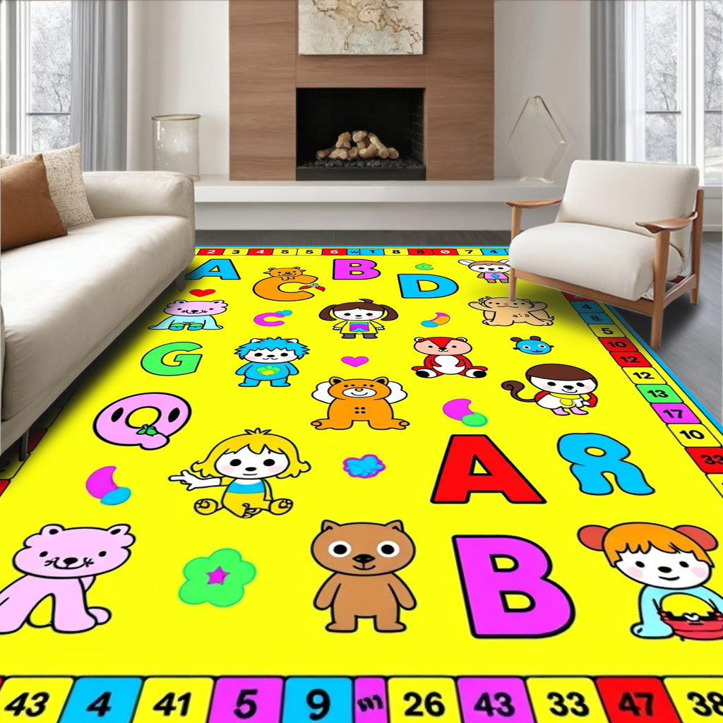 Yellow Alphabet Critters Children's Rug