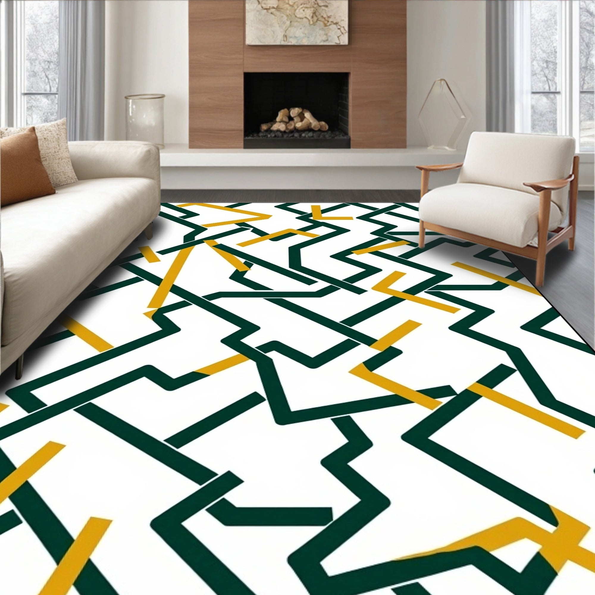 Intertwined Geometric Lines Rug