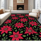 Crimson Poinsettia Bloom Arrangement Rug