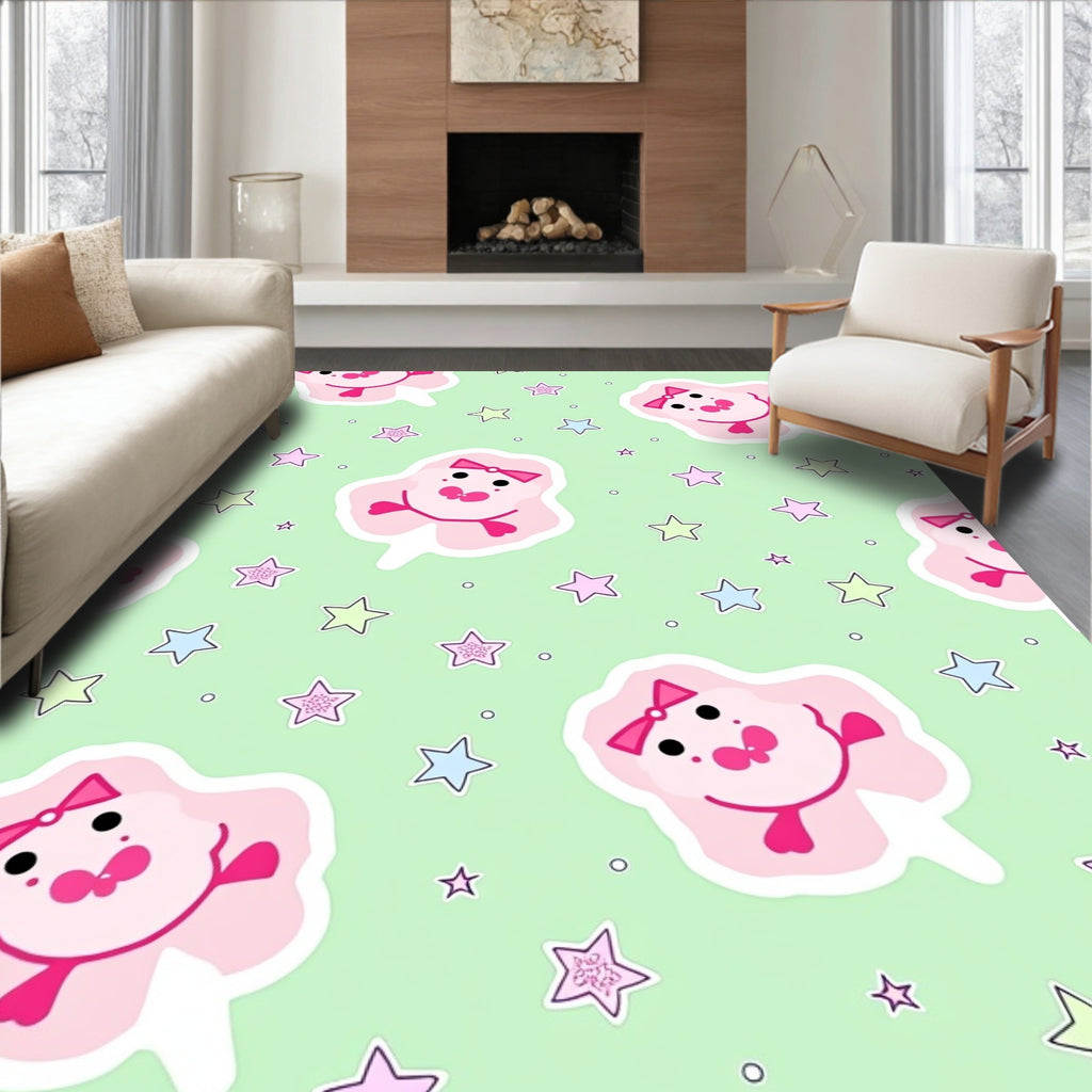 Cute Pink Cotton Candy Stars Rug