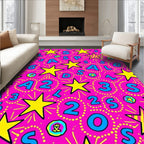 Funky Pink Star Alphabet Abstraction Rug