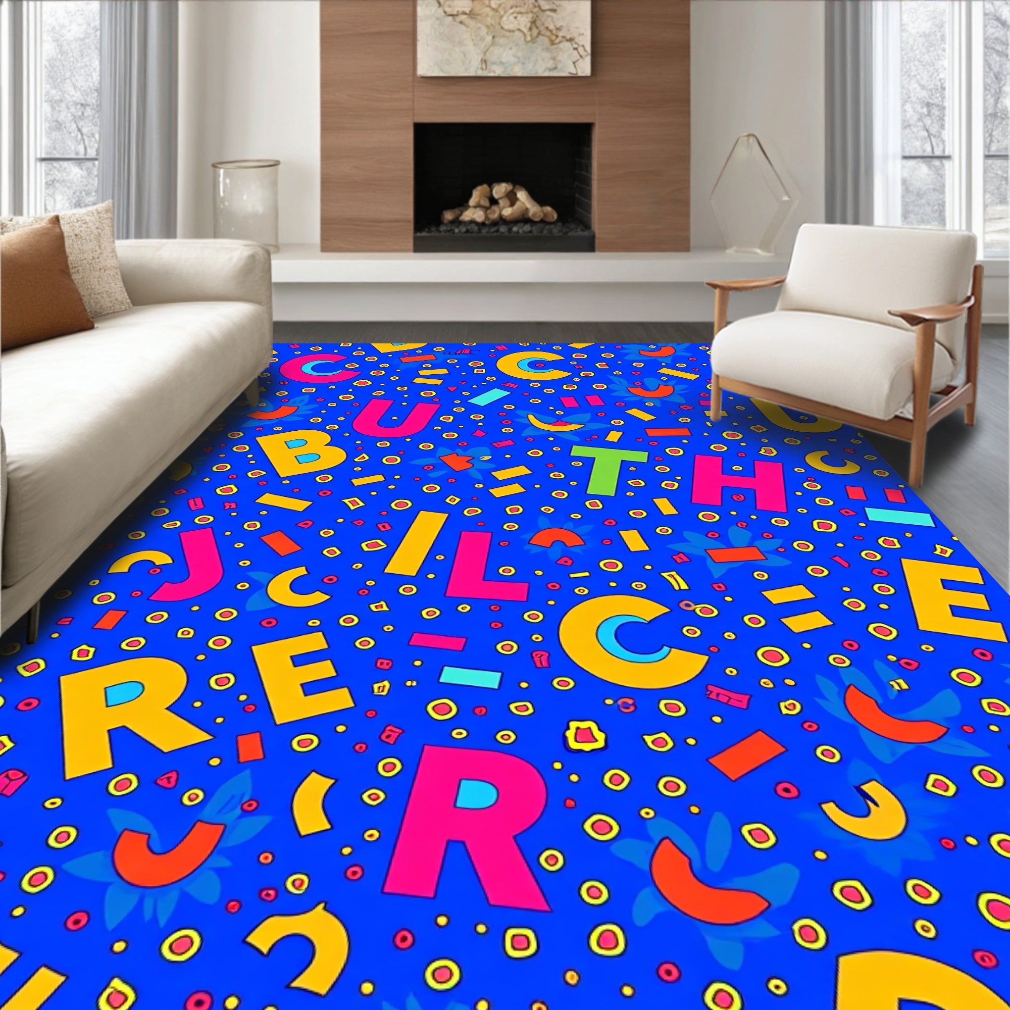 Bright Alphabet Garden Scatter Rug