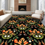 Orange Green Floral Abstract Repeating Rug