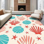 Coral Reef Seashell Starfish Collection Rug