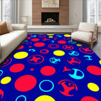 Bold Red Yellow Blue Circles Rug