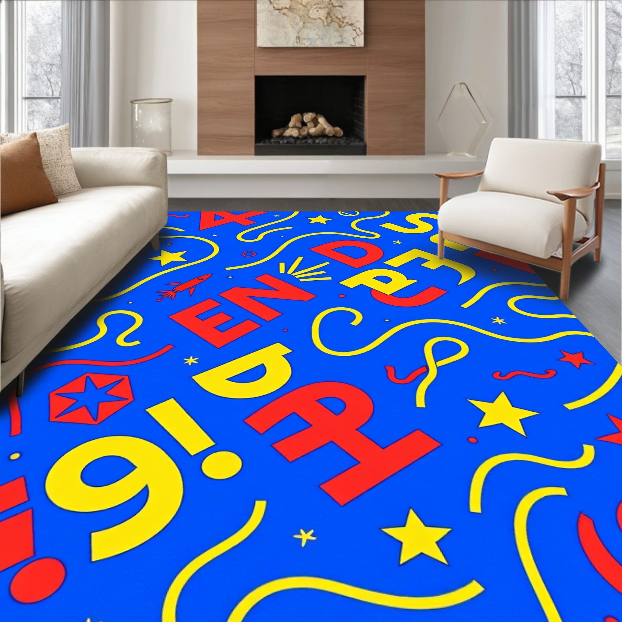 Bold Red Yellow Alphabet Play Rug