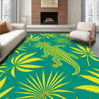 Lizard Leafy Teal Emerald Alligator Rug