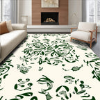Abstract Green Face Botanical Collage Rug