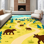 Woodland Bear Nature Scene Rug