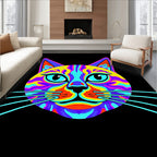 Vibrant Psychedelic Cat Face Rug