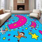 Whimsical Kids Star Hearts Playful Numbers Rug