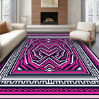 Bold Pink Geometric Labyrinth Rug