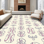 Cream Amethyst Monogram Medallion Art Rug