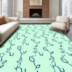 Teal Botanical Sketch Repeat Rug