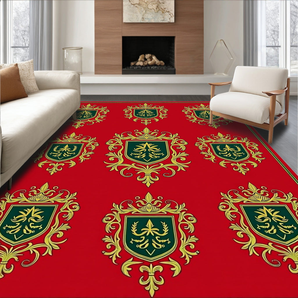 Regal Crest Crimson Gold Emblem Rug