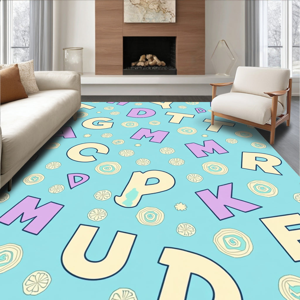 Pastel Alphabet Scatter Floral Rug
