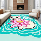 Cute Ferret With Pink Lotus Flower Rug